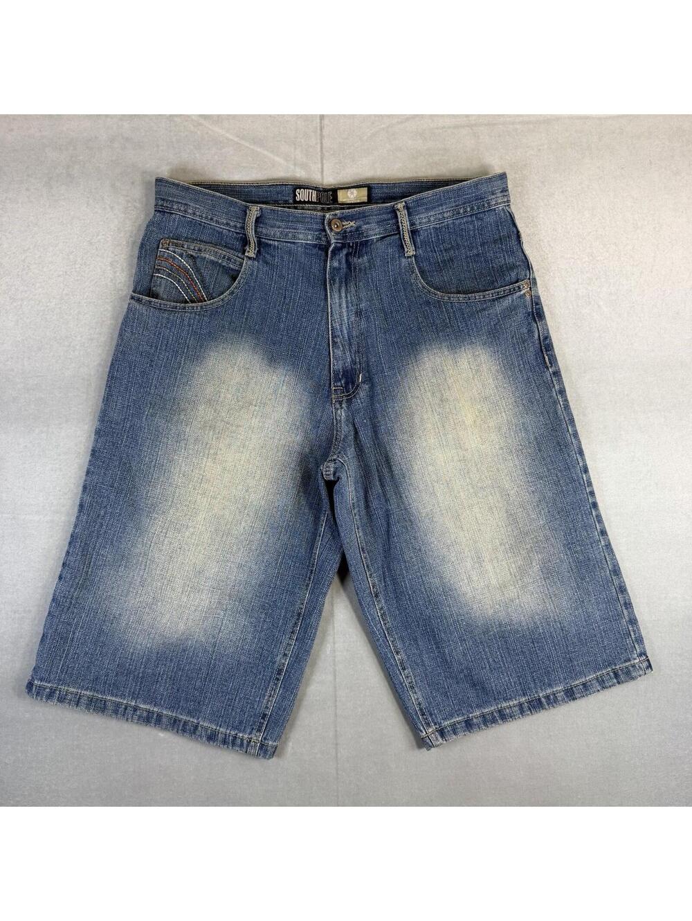 Vintage Y2K Southpole Denim Jean Shorts Mens 34 Blue Baggy Faded 15"